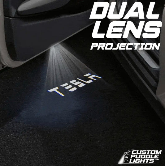 Tesla Model Y Juniper Dynamic Dual Lens Premium Door Puddle Lights Multiple Designs 2025-2026