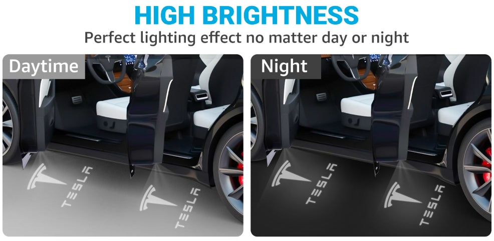 Motrobe for 2016-2023 Tesla Model Y Model 3 Model S, 2016-2021 Model X Integration Ultra-Brights Step Led Puddle Door Lights Never Fade with Extension Cord, Pack of 4 2023 Upgraded