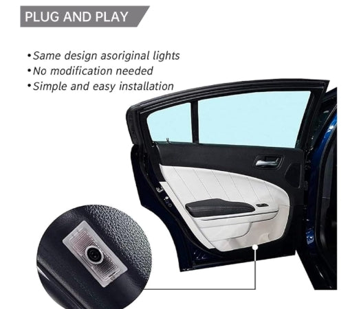 Set of 2 Car Door Ghost Shadow Lights ScatPack Bee Projector Puddle Welcome Step Light For Dodge Charger Challenger