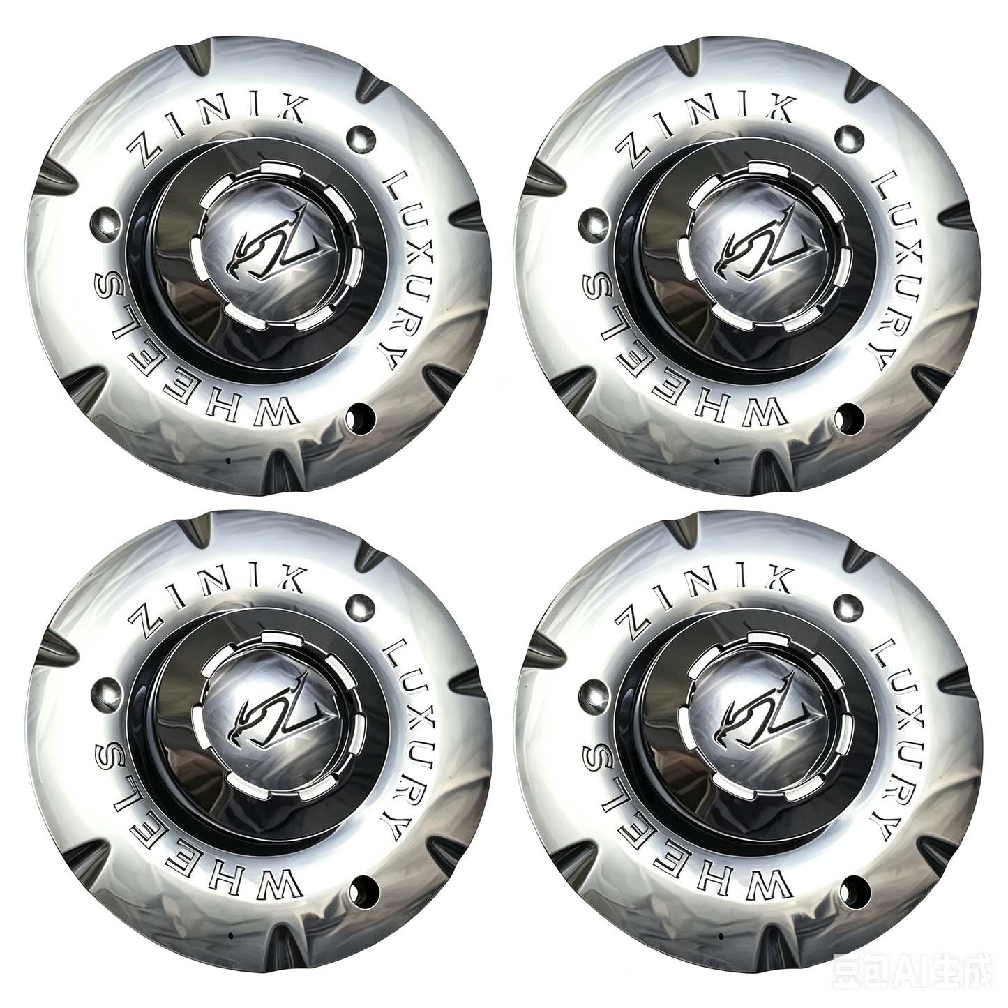 Four ZINIK DUE chrome wheel center caps