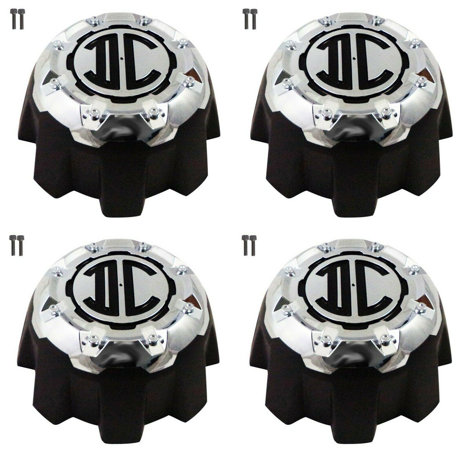 2 Crave Wheels Chrome / Black Custom Wheel Center Cap 8-LUG (4 CAPS) W/Screws