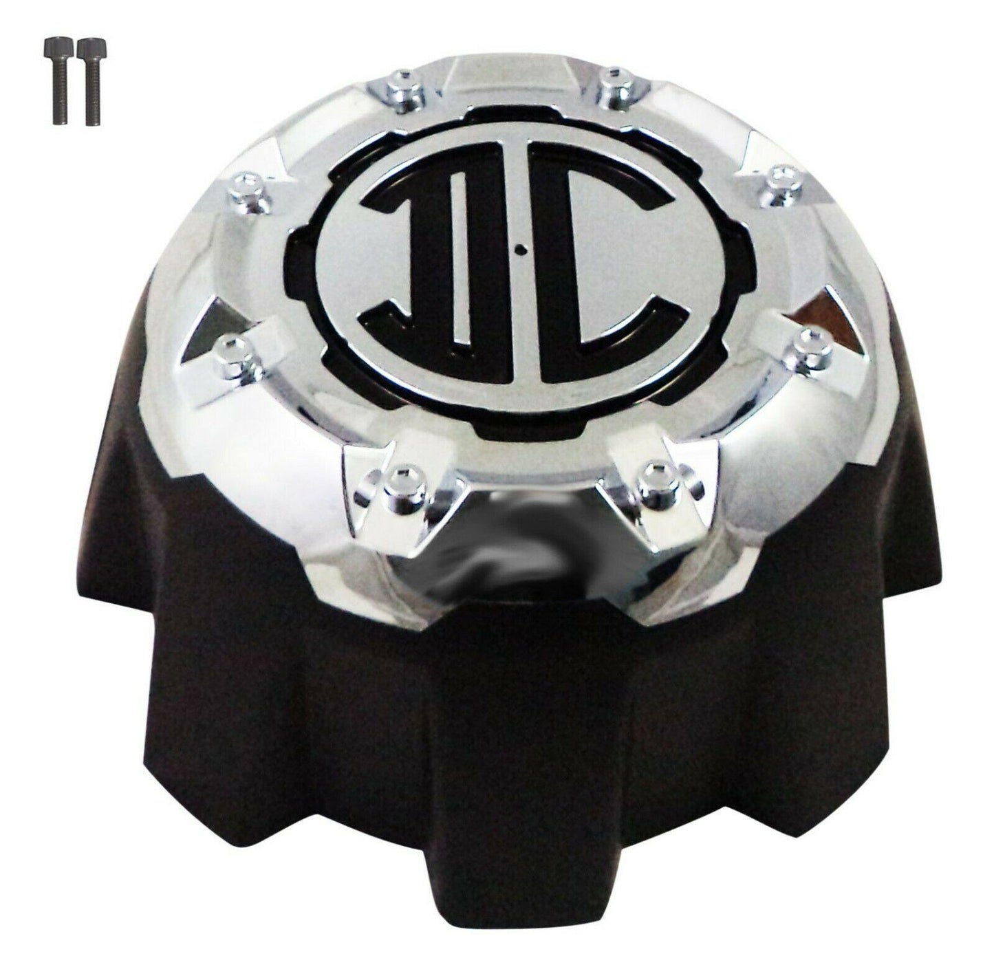 2 Crave Wheels Chrome / Black Custom Wheel Center Cap 8-LUG (4 CAPS) W/Screws