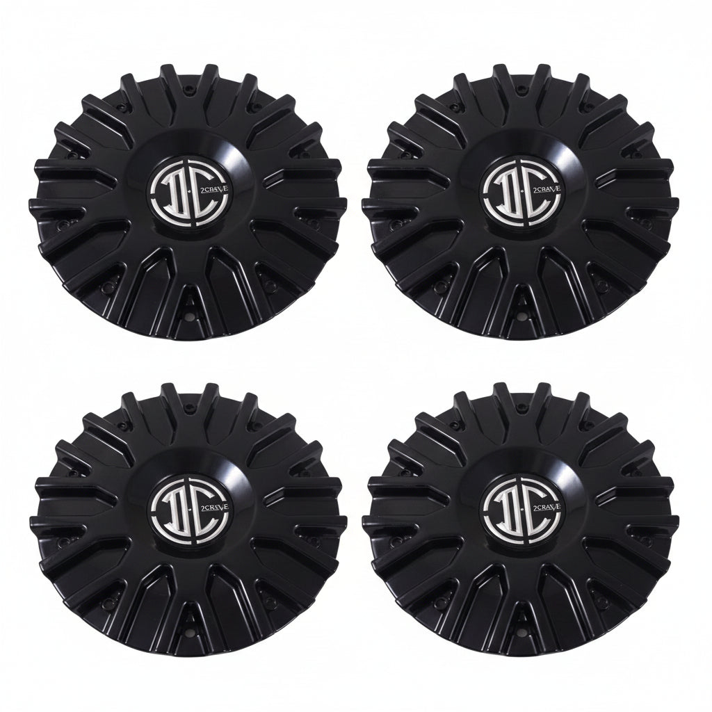 Four 2Crave C106101-2295 gloss black center caps