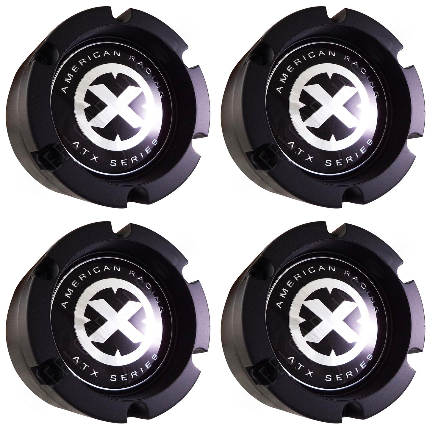American Racing ATX Series Black Custom Wheel Center Cap Caps # 391K132 (4 CAPS)