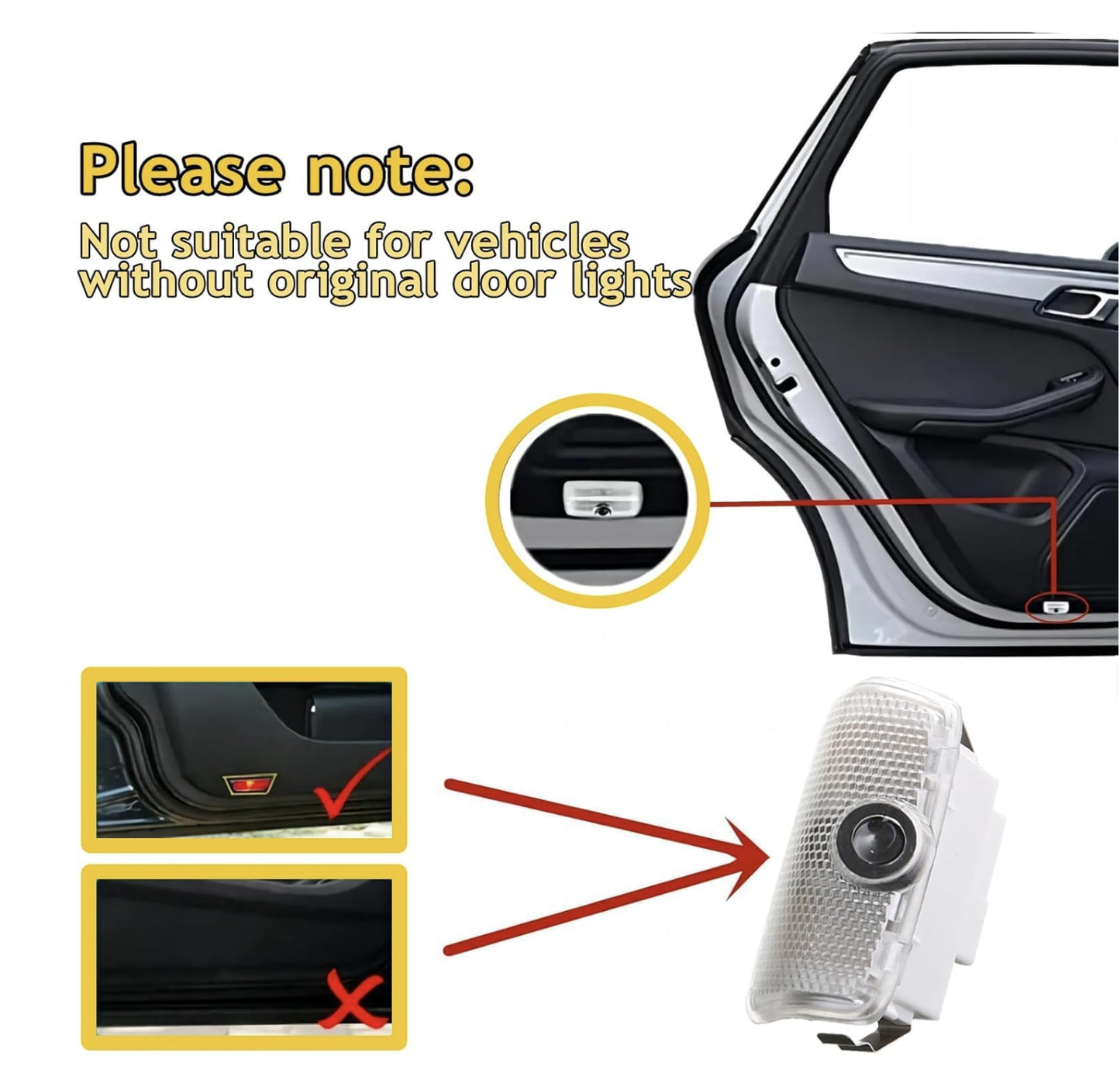 M LED Car Door Puddle Lights, Power Performance Welcome Light Compatible with 3 4 5 7 X1 X4 X5 E70 E71 E72 F30 Series Easy Plug & Play (2PCS)