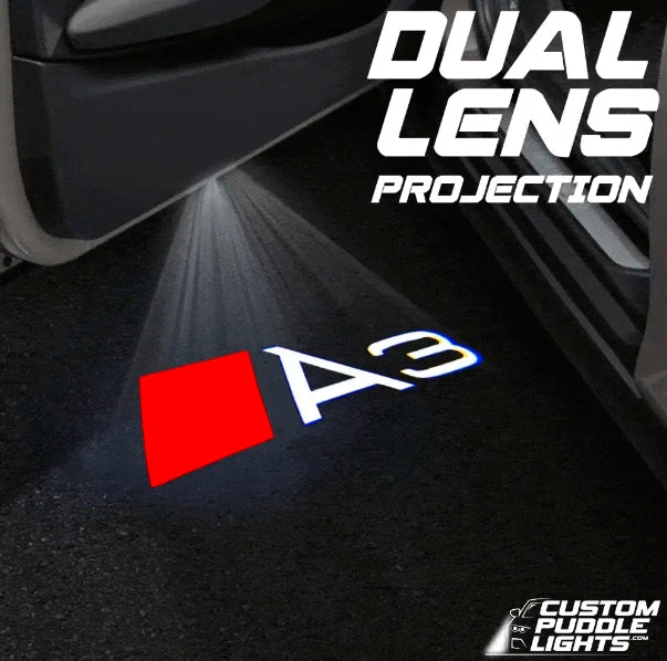 Audi A3 Dynamic Dual Lens Premium Door Puddle Lights Multiple Designs 2003 - 2026