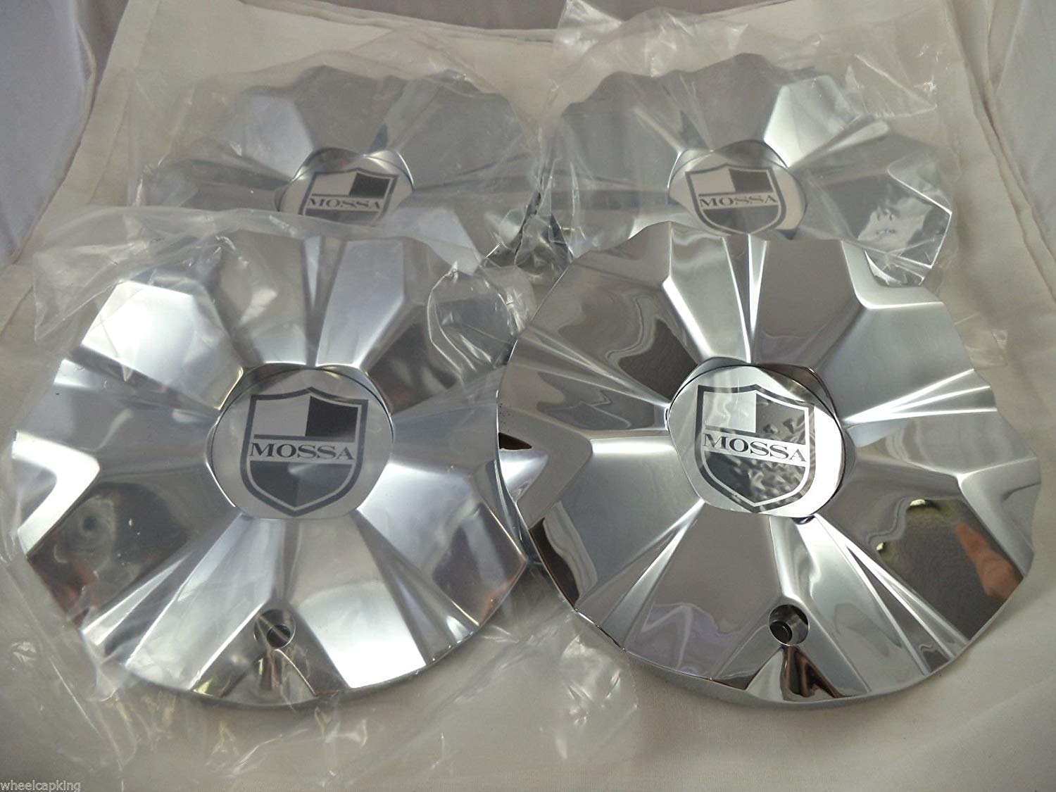 Mossa Wheels Chrome Custom Wheel Center Caps # 748-RWD /MS-CAP-L194 (4 CAPS)