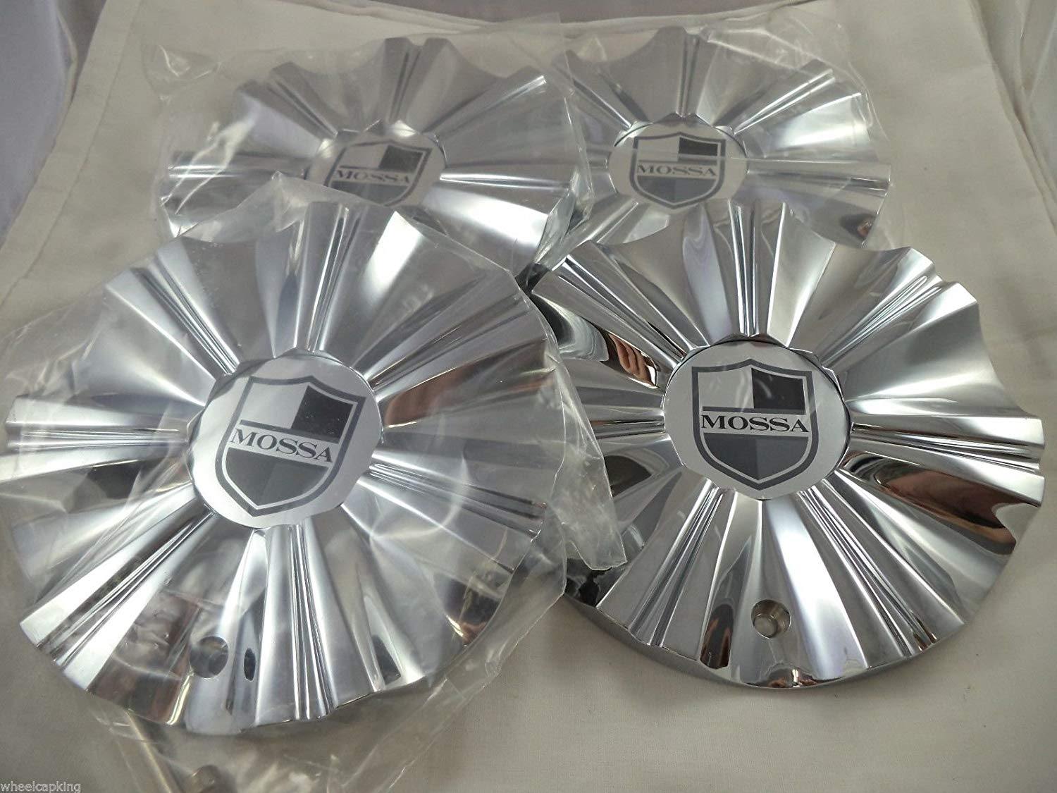Mossa Wheels Chrome Custom Wheel Center Caps # 749-RWD /MS-CAP-L195 (4 CAPS)