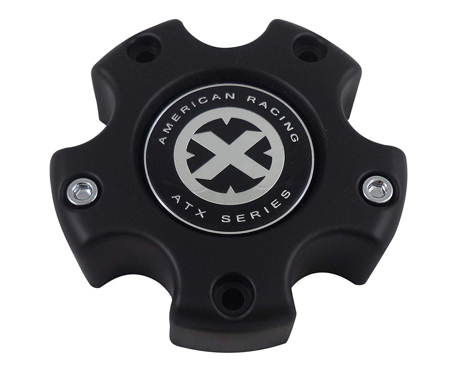 American Racing ATX Wheels Flat Black Custom Wheel Center Caps # CAP M-733 / AX845L121 (4 CAPS)