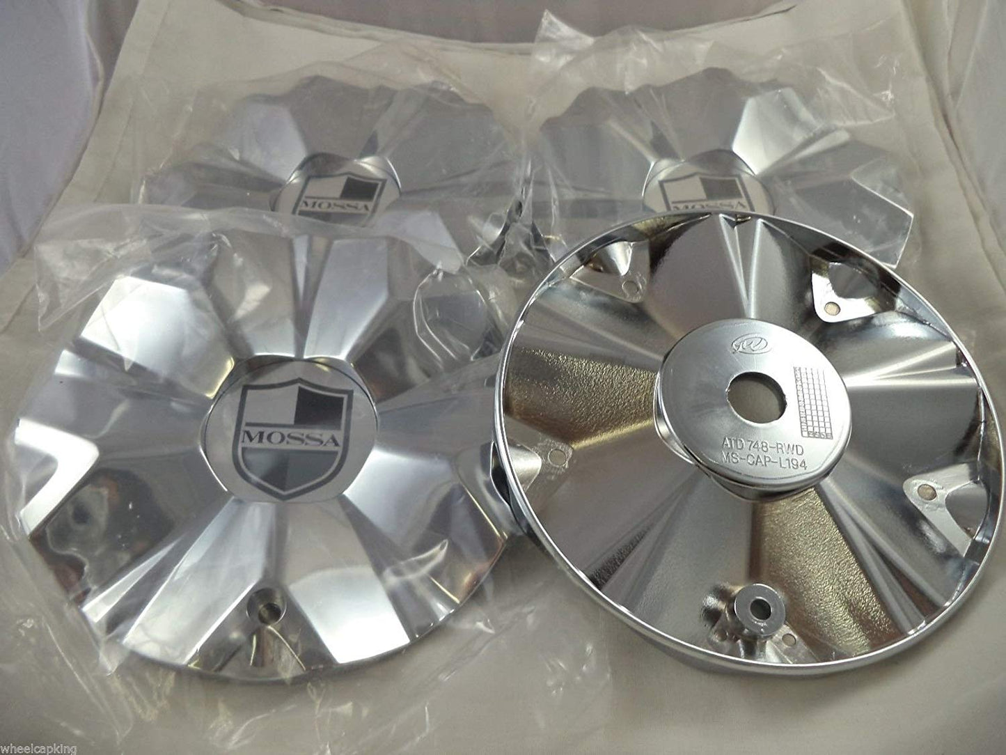 Mossa Wheels Chrome Custom Wheel Center Caps # 748-RWD /MS-CAP-L194 (4 CAPS)