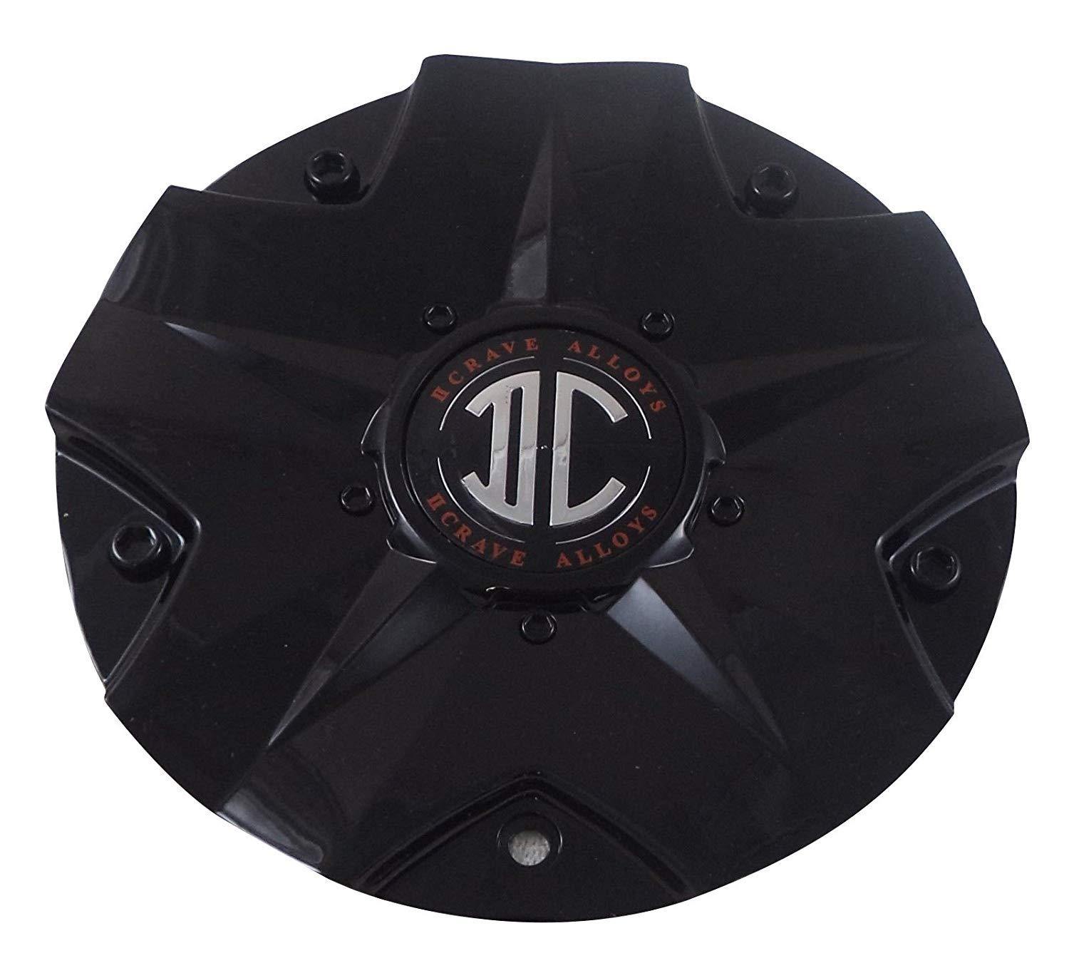 2 Crave C518702 Wheels Gloss Black Center Caps (4 CAPS)