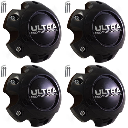 Ultra Motorsports Wheels Gloss Black Wheel Center Cap Caps # 89-9765 (4 CAPS) 6 LUG
