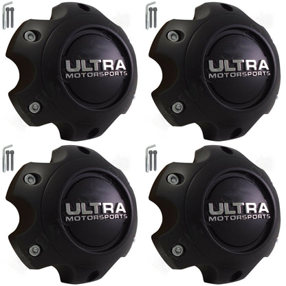 Ultra Motorsports Wheels Flat Black Wheel Center Cap Caps # 89-9765 (4 CAPS) 6 LUG