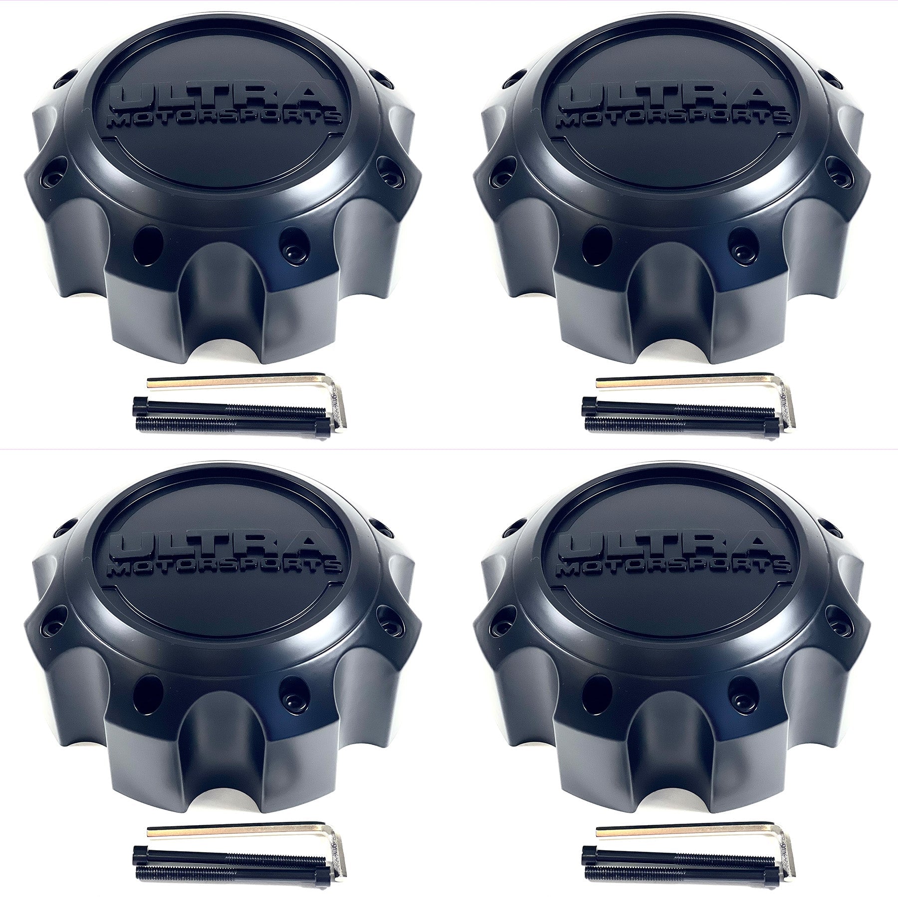 Ultra Wheels Satin Black / Black Logo Wheel Center Cap # 89-9782SBB (4 CAPS) NEW + BOLTS
