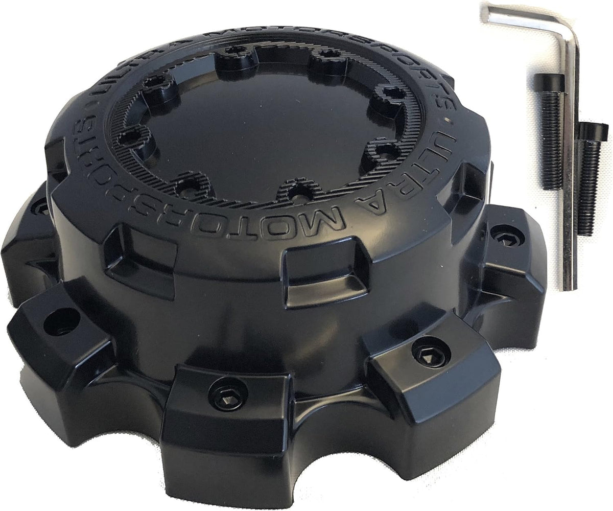 Ultra Wheel Black Wheel Center Cap (Qty 1) p/n # 89-9879 with Bolts (1Pc)