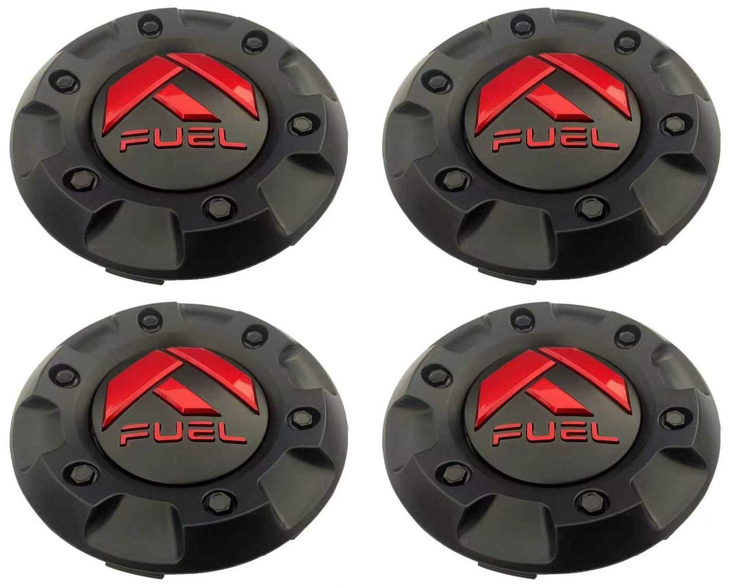 NEW Fuel Off-Road Gloss Black Red Wheel Center Cap 4.25" Insert 1001-58 6 Lug 4Pcs