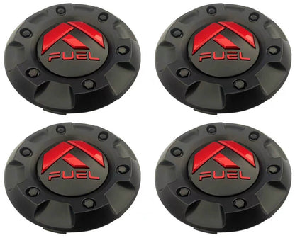 NEW Fuel Off-Road Gloss Black Red Wheel Center Cap 4.25" Insert 1001-58 6 Lug 4Pcs
