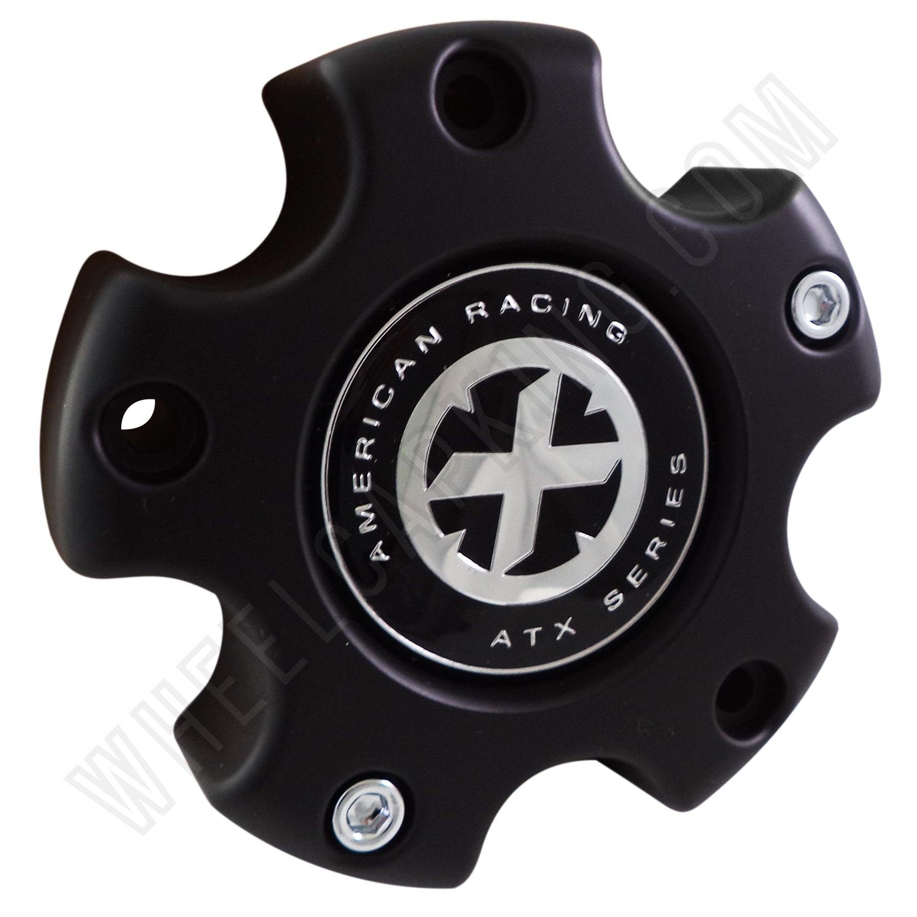American Racing ATX Wheels Flat Black Custom Wheel Center Caps # CAP M-733 / AX845L121 (4 CAPS)