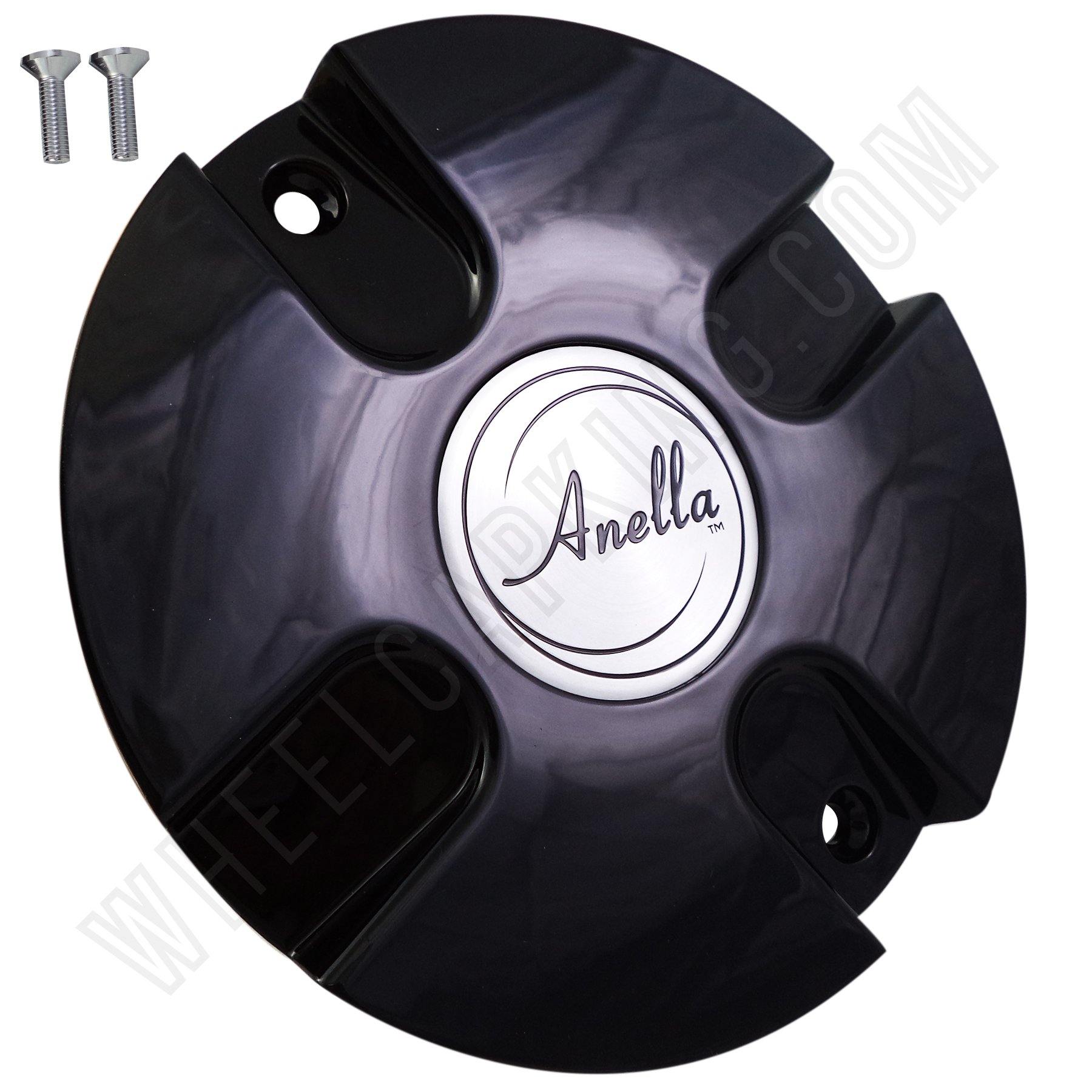 Anella Wheels Gloss Black Custom Wheel Center Caps # C172 (4 CAPS)
