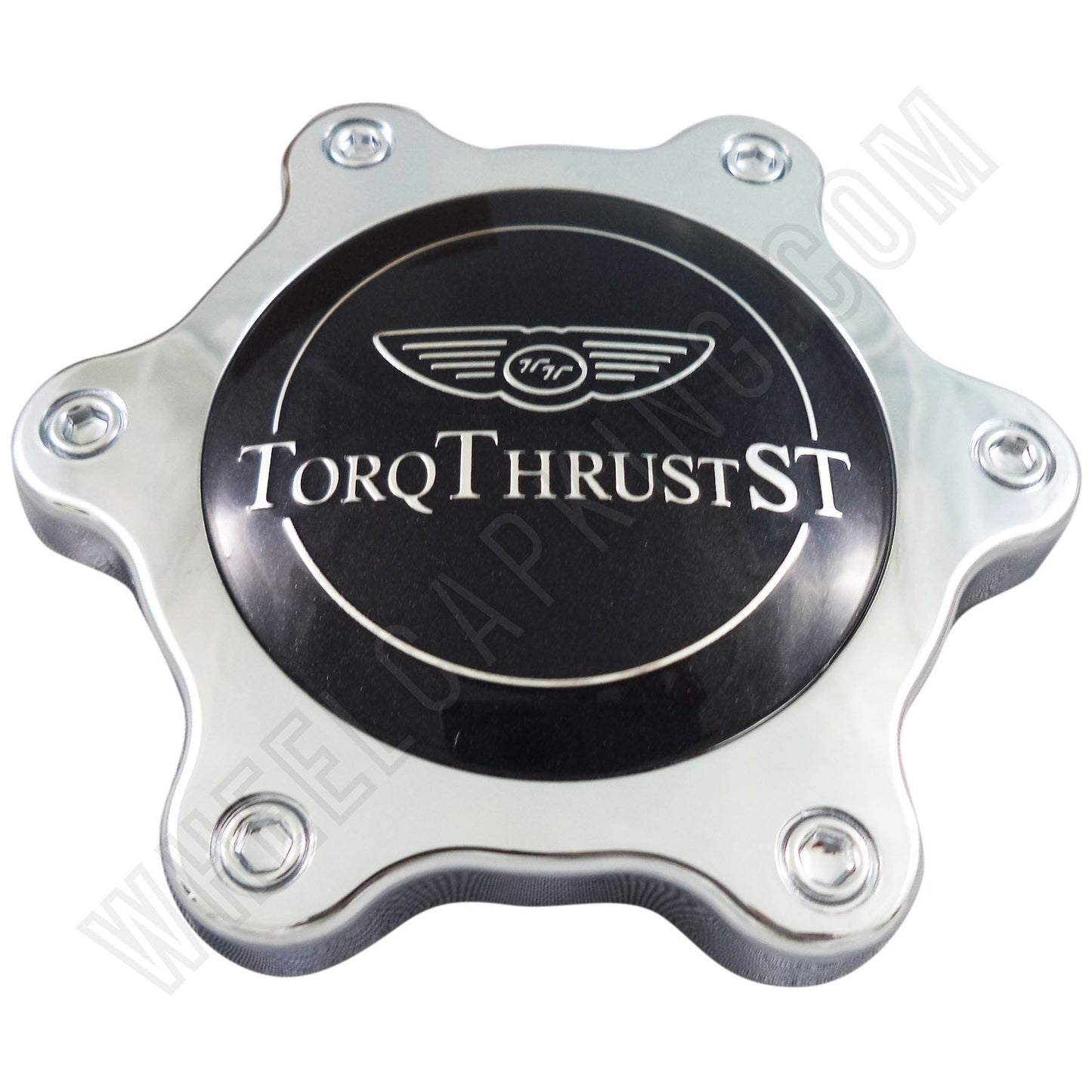 American Racing Torq Thrust Chrome / Black Custom Wheel Center Caps # F109-22 / 4104100071 (4 CAPS)