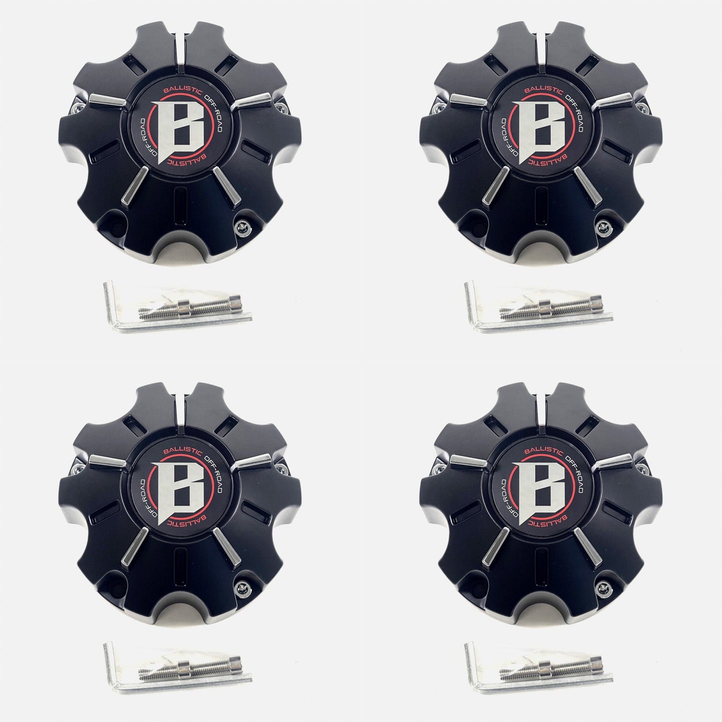 Ballistic Off-Road Wheel Center Cap Matte Black WX-10-CAP (4 CAPS) + SCREWS