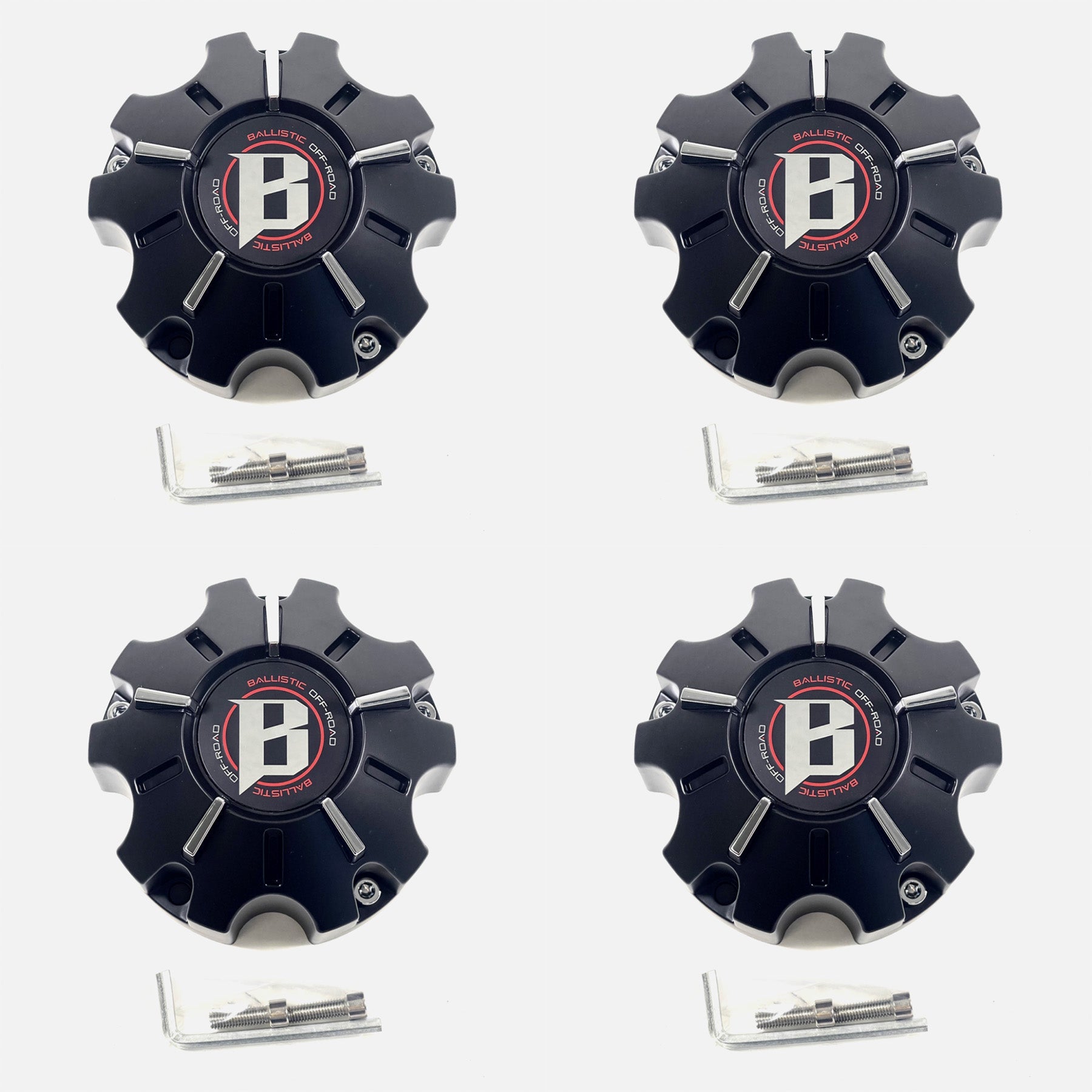Ballistic Off-Road Wheel Center Cap Matte Black WX-10-CAP (4 CAPS) + SCREWS