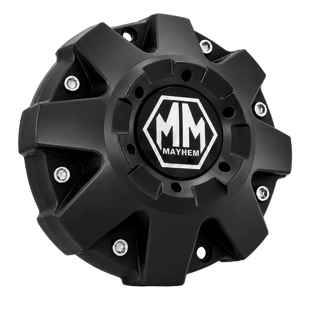 MAYHEM C108040B01 matte black wheel center cap front view