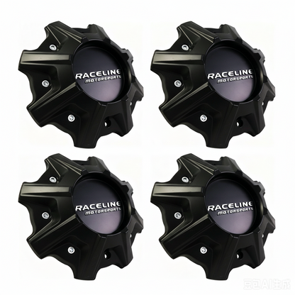Four Raceline Mamba C816-2 matte black center caps