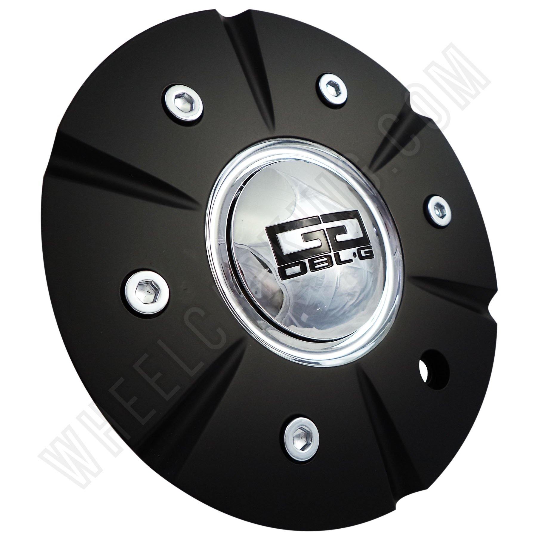 Double G # 504H174-1 Flat Black & Chrome Custom Wheel Center Cap (4 CAPS)