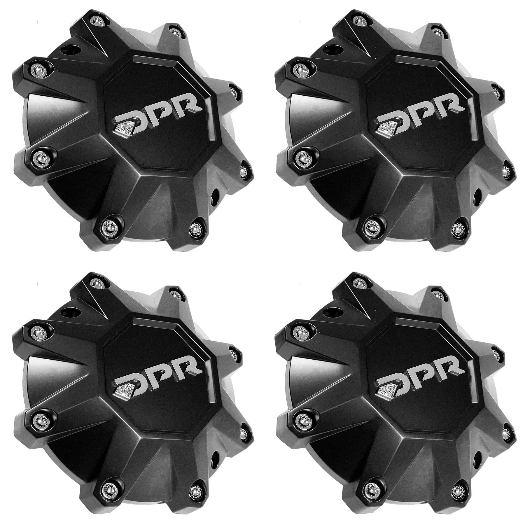 DPR Wheels Flat Black Custom Wheel Center Cap # DPR-8-CAP / LG1401-10 SHORTY (4 CAPS)