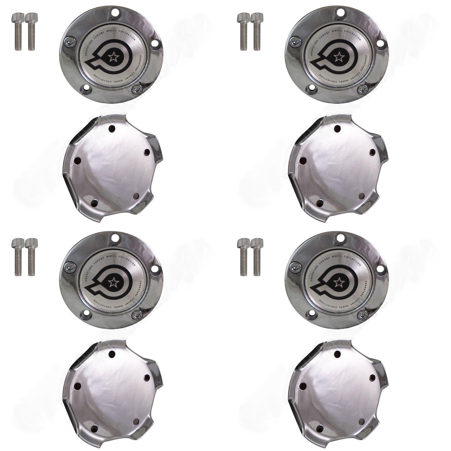 Dropstars Wheels Chrome Custom Wheel Center Caps # 1092L93 / DS07250011 / S708-56 (4 CAPS)