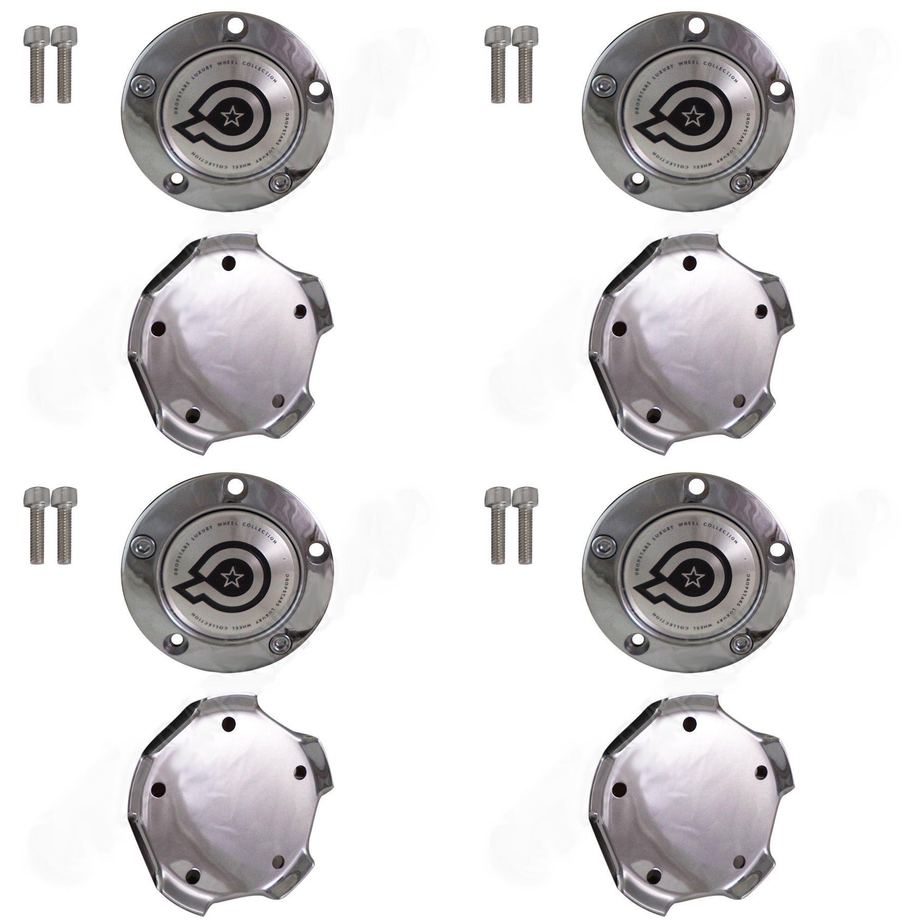 Dropstars Wheels Chrome Custom Wheel Center Caps # 1092L93 / DS07250011 / S708-56 (4 CAPS)