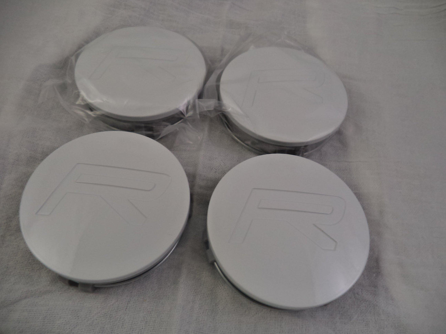 Rovos Wheels Gloss White Custom Wheel Center Cap # W (4 CAPS)