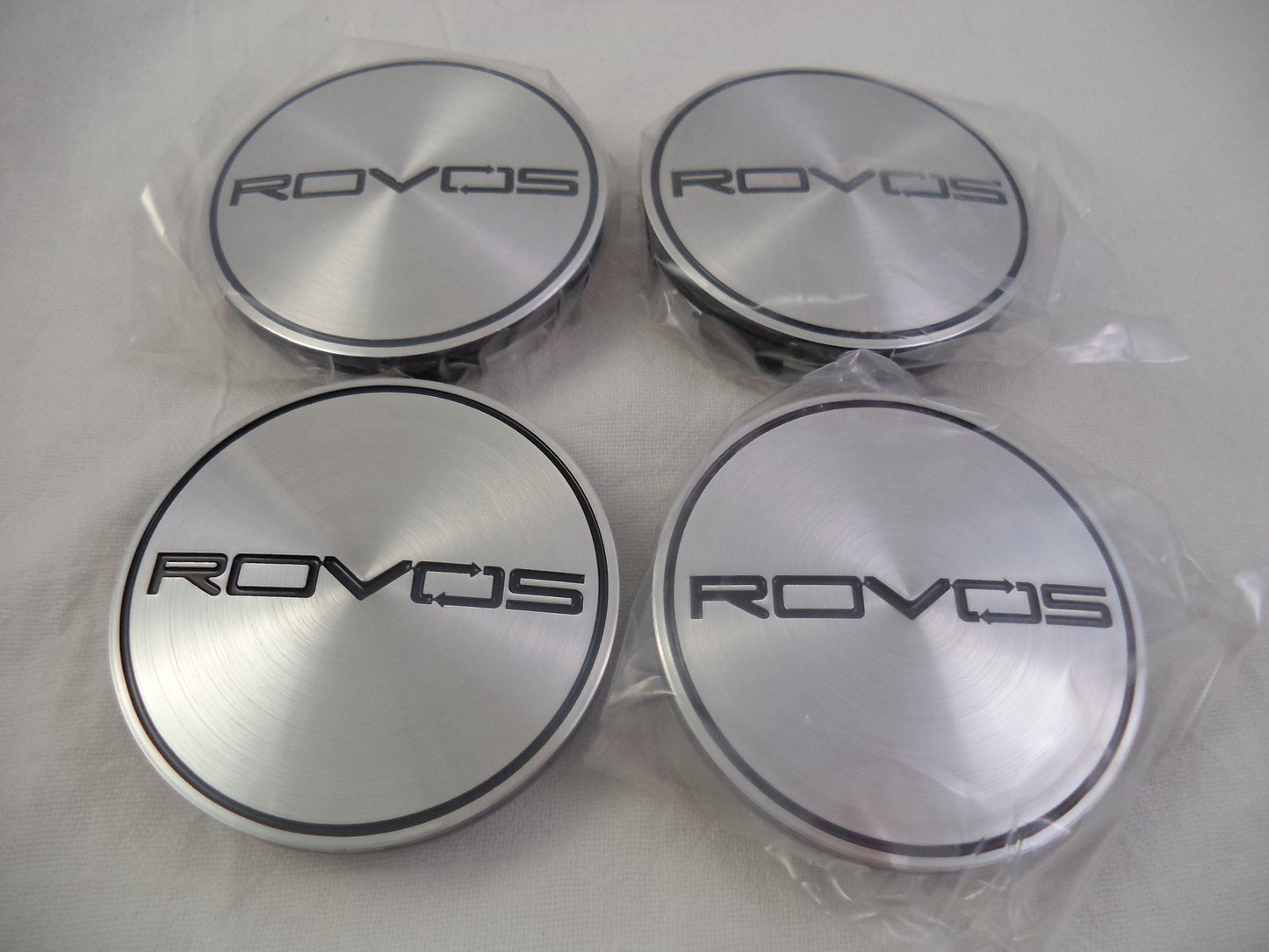 Rovos Wheels Chrome / Black Logo Custom Wheel Center Cap # 188 (4 CAPS)