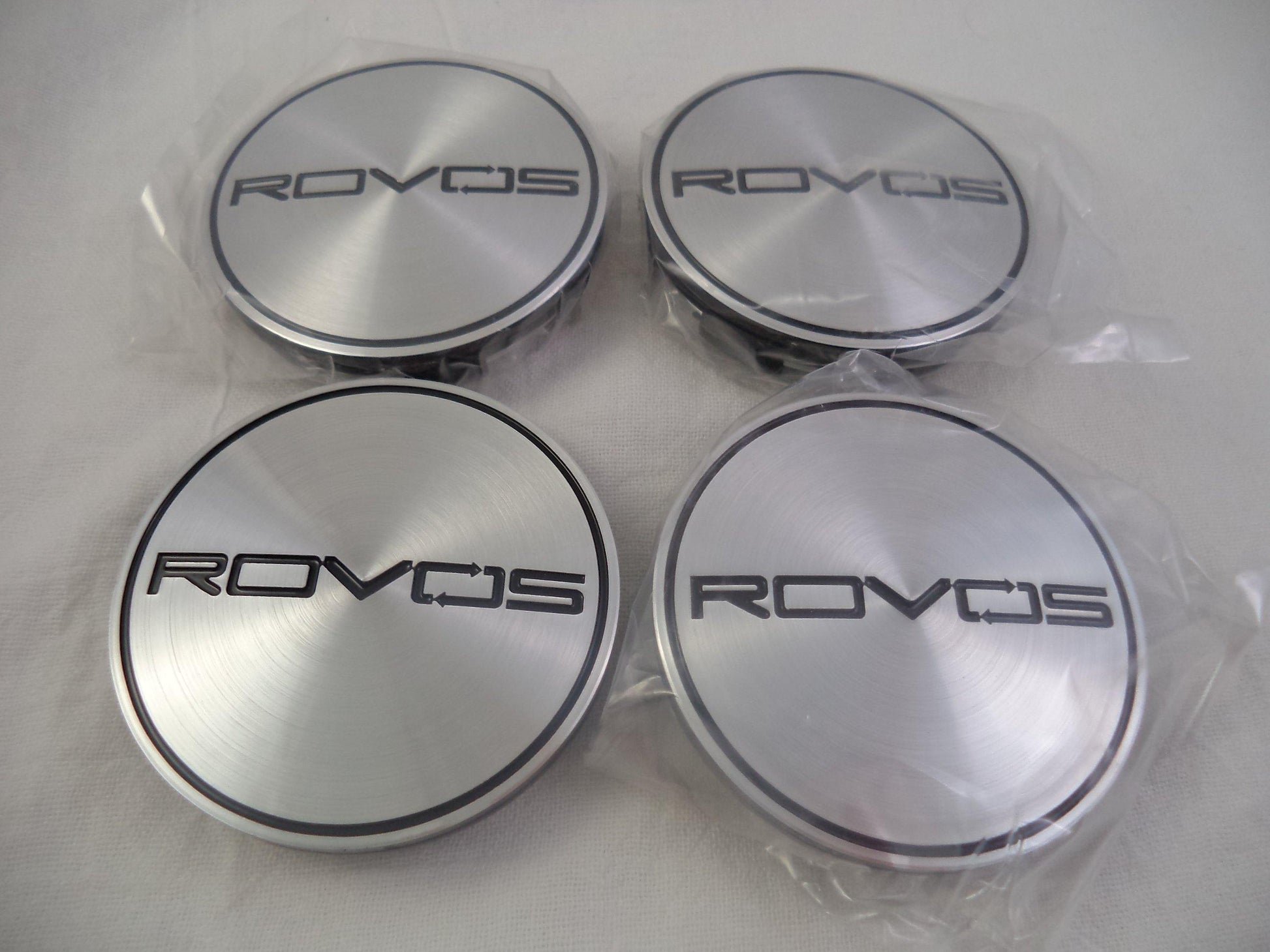 Rovos Wheels Chrome / Black Logo Custom Wheel Center Cap # 188 (4 CAPS)