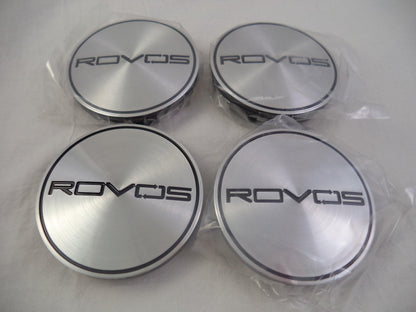 Rovos Wheels Chrome / Black Logo Custom Wheel Center Cap # 188 (4 CAPS)