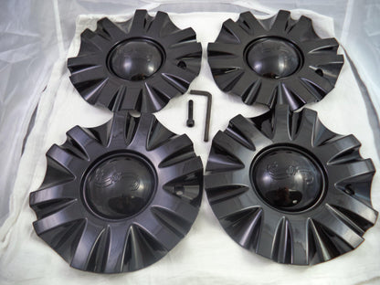 SSC / Sears Gloss Black Custom Wheel Center Cap # MCD8243YA01 / SJ106-19 (4 CAPS)
