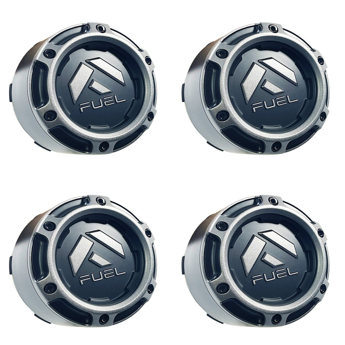 Fuel Wheels Wheel Center Cap Black / Grey Rim Cap # 1005-50SGD (4 CAPS) 8 LUG