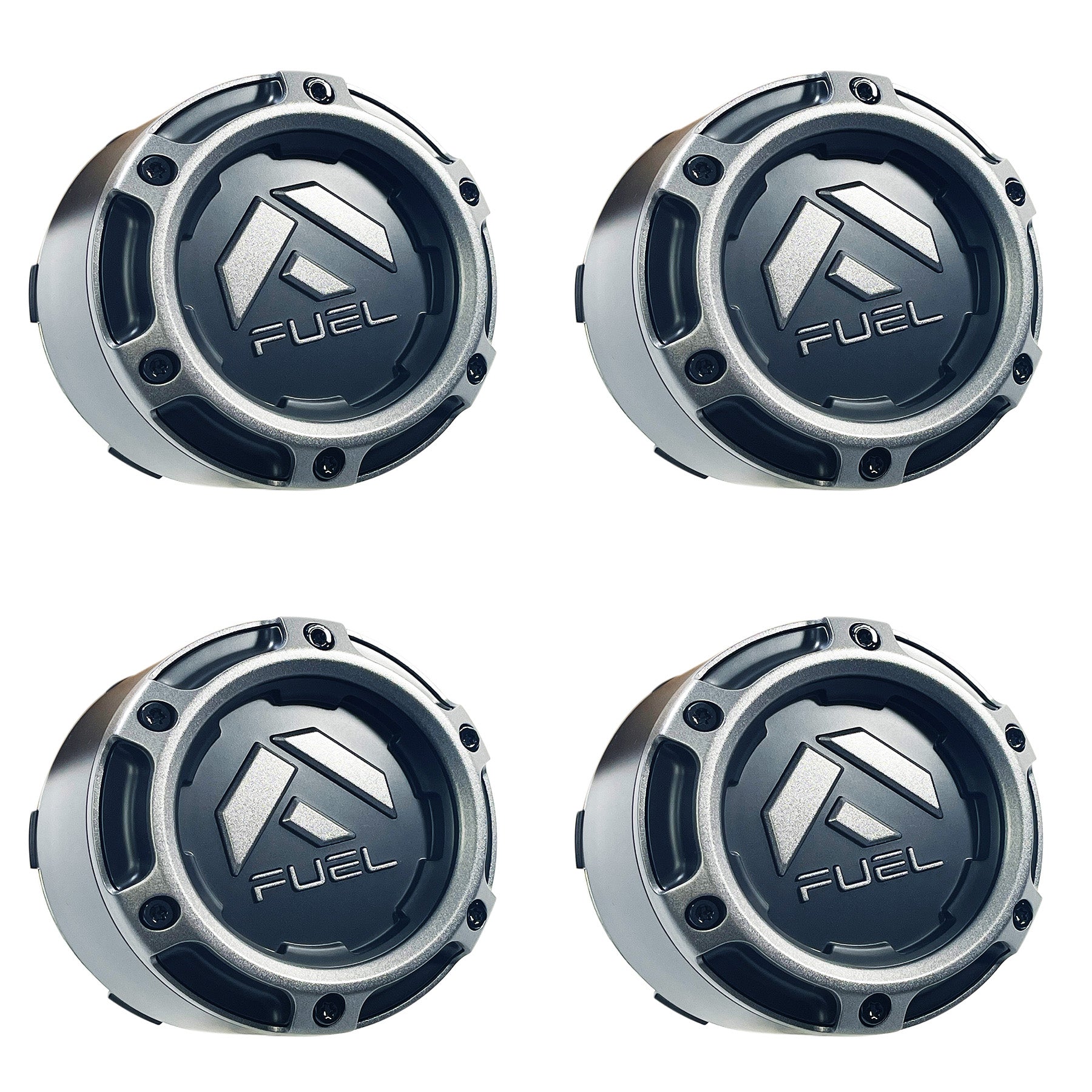 Fuel Wheels Wheel Center Cap Black / Grey Rim Cap # 1005-50SGD (4 CAPS) 8 LUG