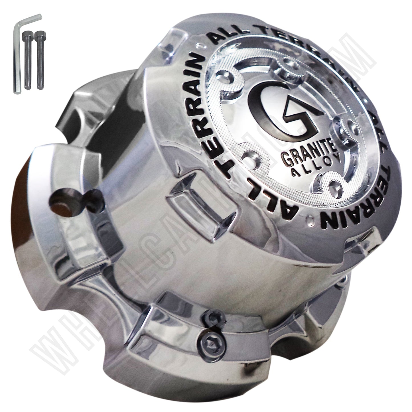 Granite Alloy Wheels Chrome Custom Wheel Center Caps # 89-9857G (4 CAPS)
