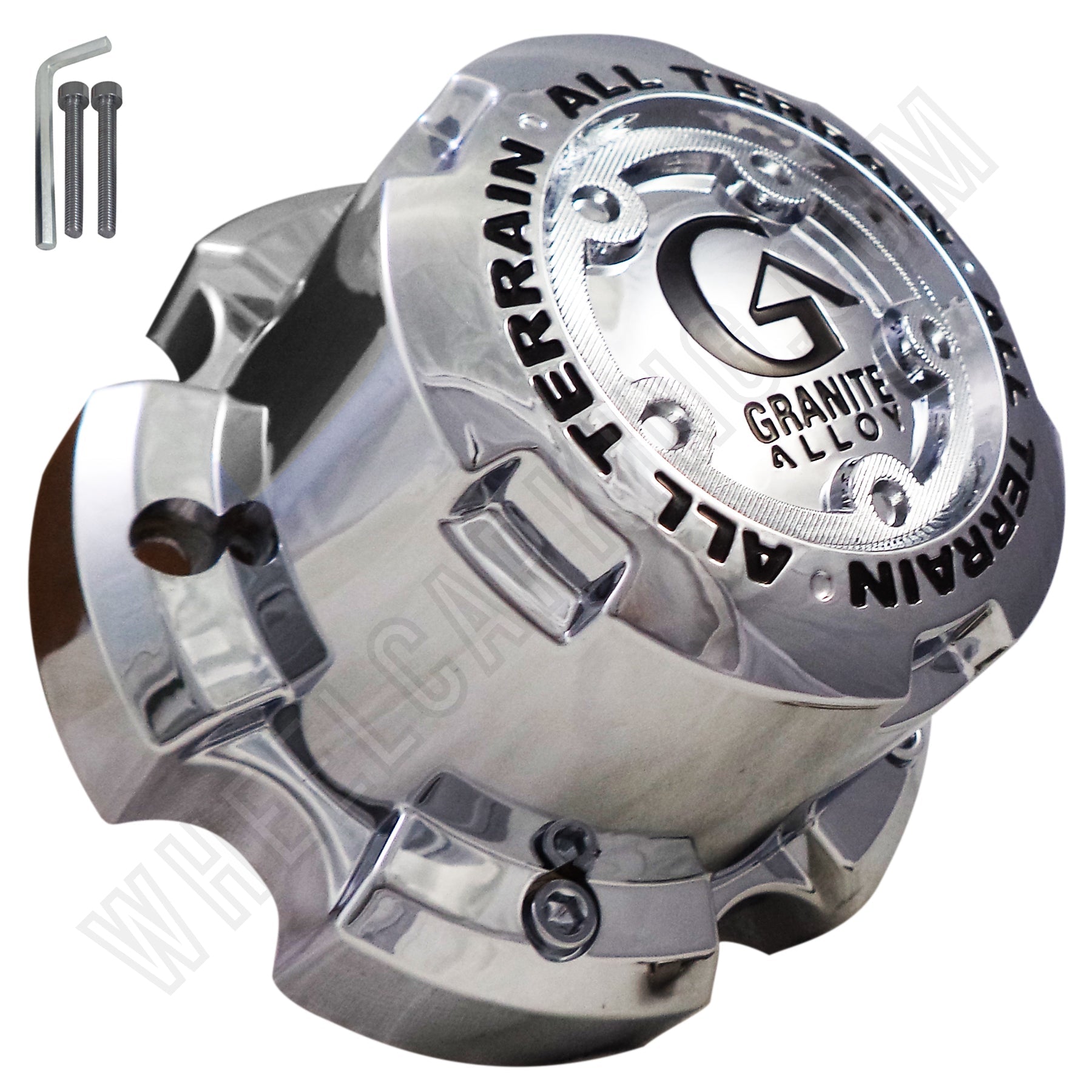 Granite Alloy Wheels Chrome Custom Wheel Center Caps # 89-9857G (4 CAPS)