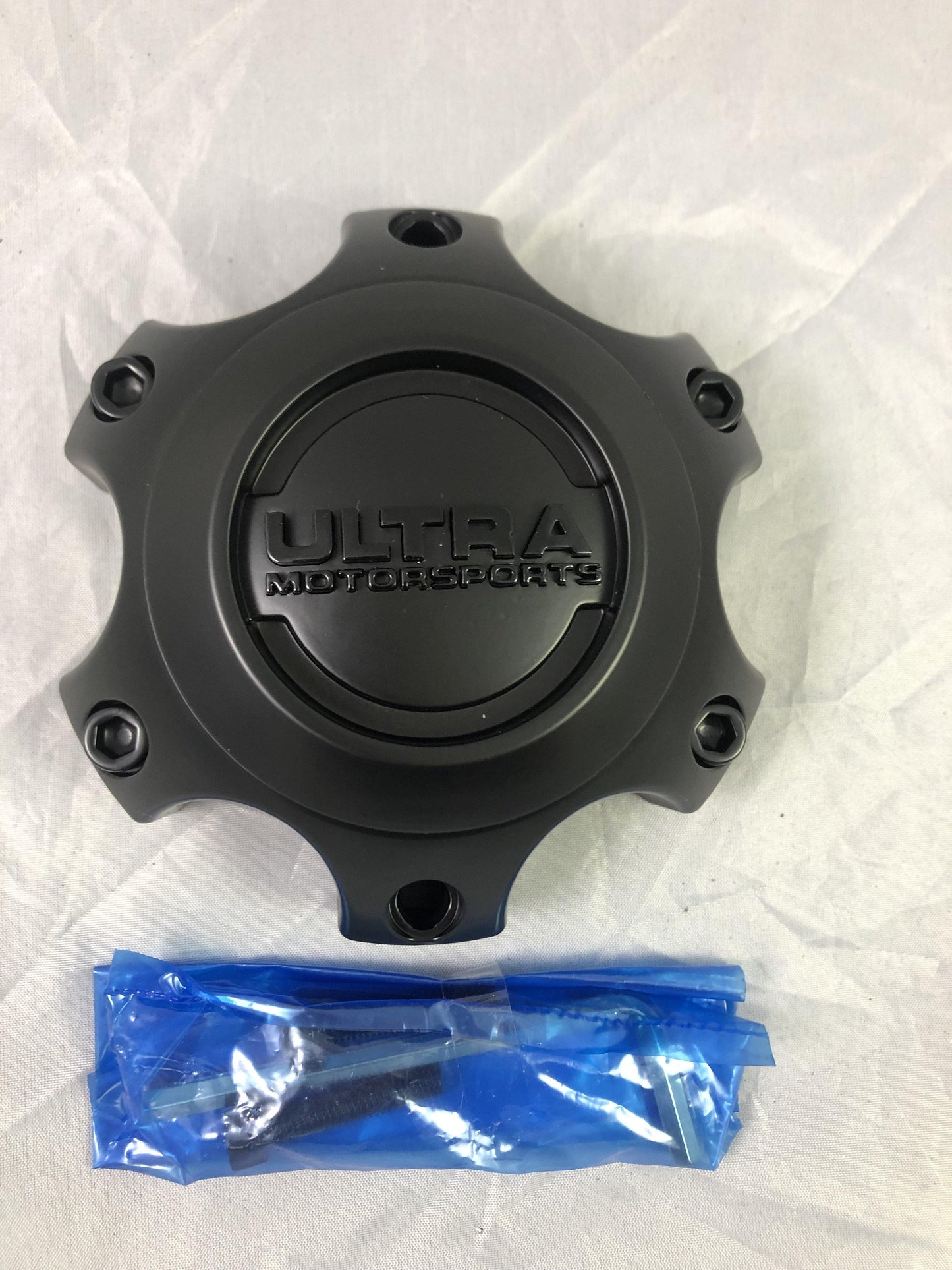 Ultra Motorsports Wheels Flat Black / Gloss Logo Wheel Center Cap # 89-9764SBB (4 CAPS)
