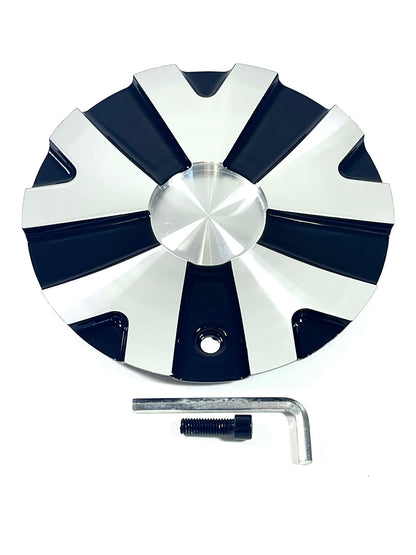 Strada Wheels Gloss Black / Silver Custom Wheel Center Cap # PD-CAPSX-P5193 (1 CAP)