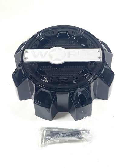 Worx Wheel Center Caps Worx Alloy Gloss Black 8-Lug WRX-0081BK 1700S01 (4 CAPS) + SCREWS