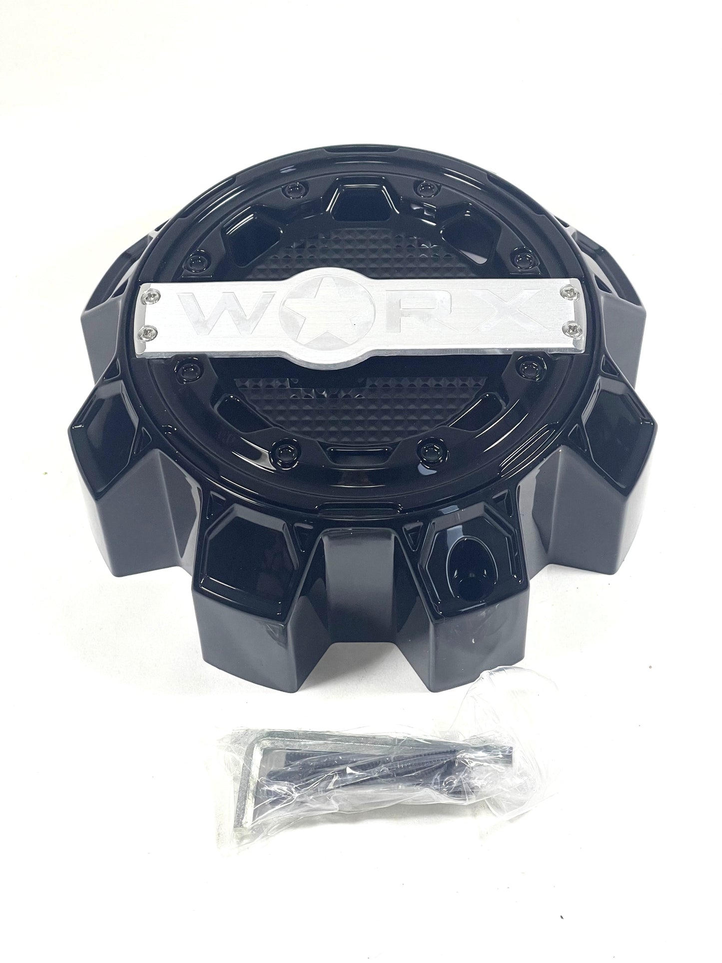 Worx Wheel Center Caps Worx Alloy Gloss Black 8-Lug WRX-0081BK 1700S01 + SCREWS