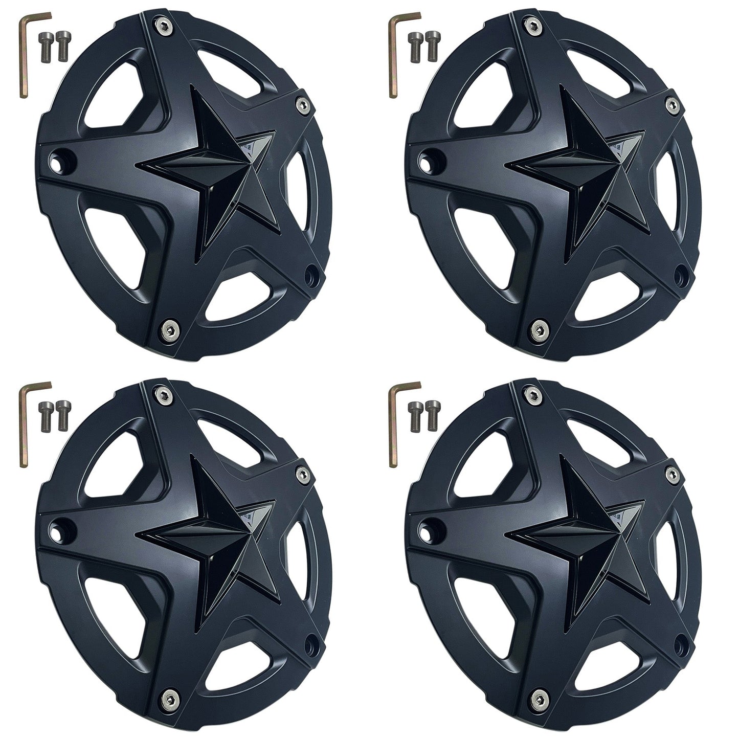 XD Series Matte Black Wheel Center Hub Cap 4/5/6/8Lug XD827 Rockstar III 827CAP (4 CAPS)