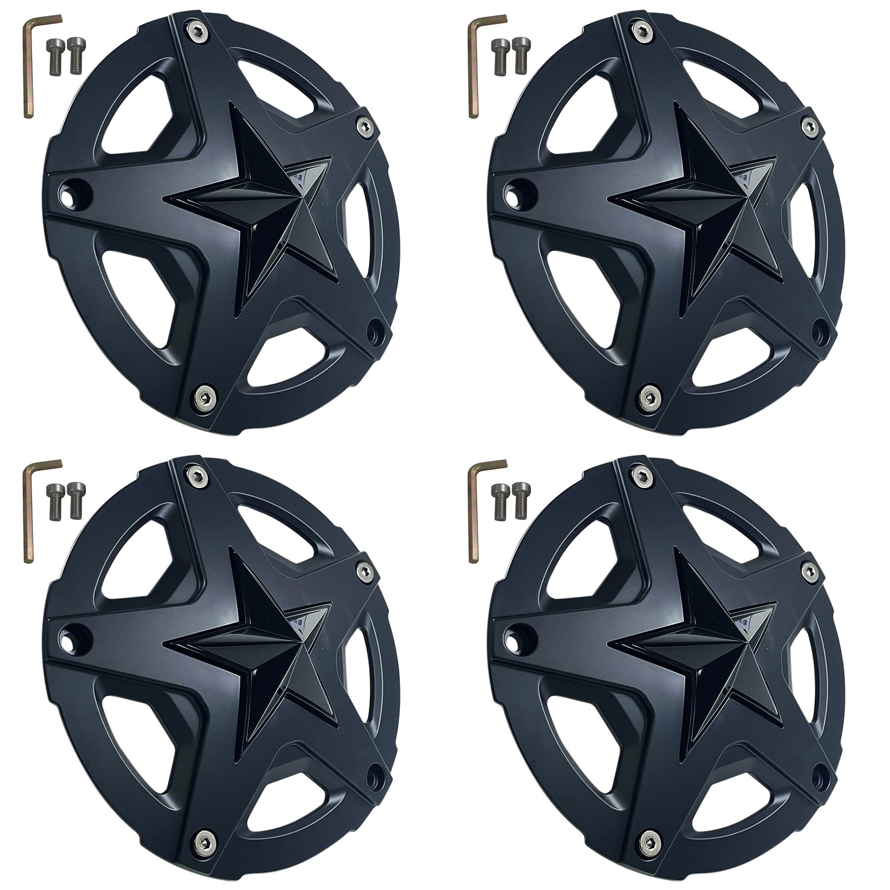 XD Series Matte Black Wheel Center Hub Cap 4/5/6/8Lug XD827 Rockstar III 827CAP (4 CAPS)