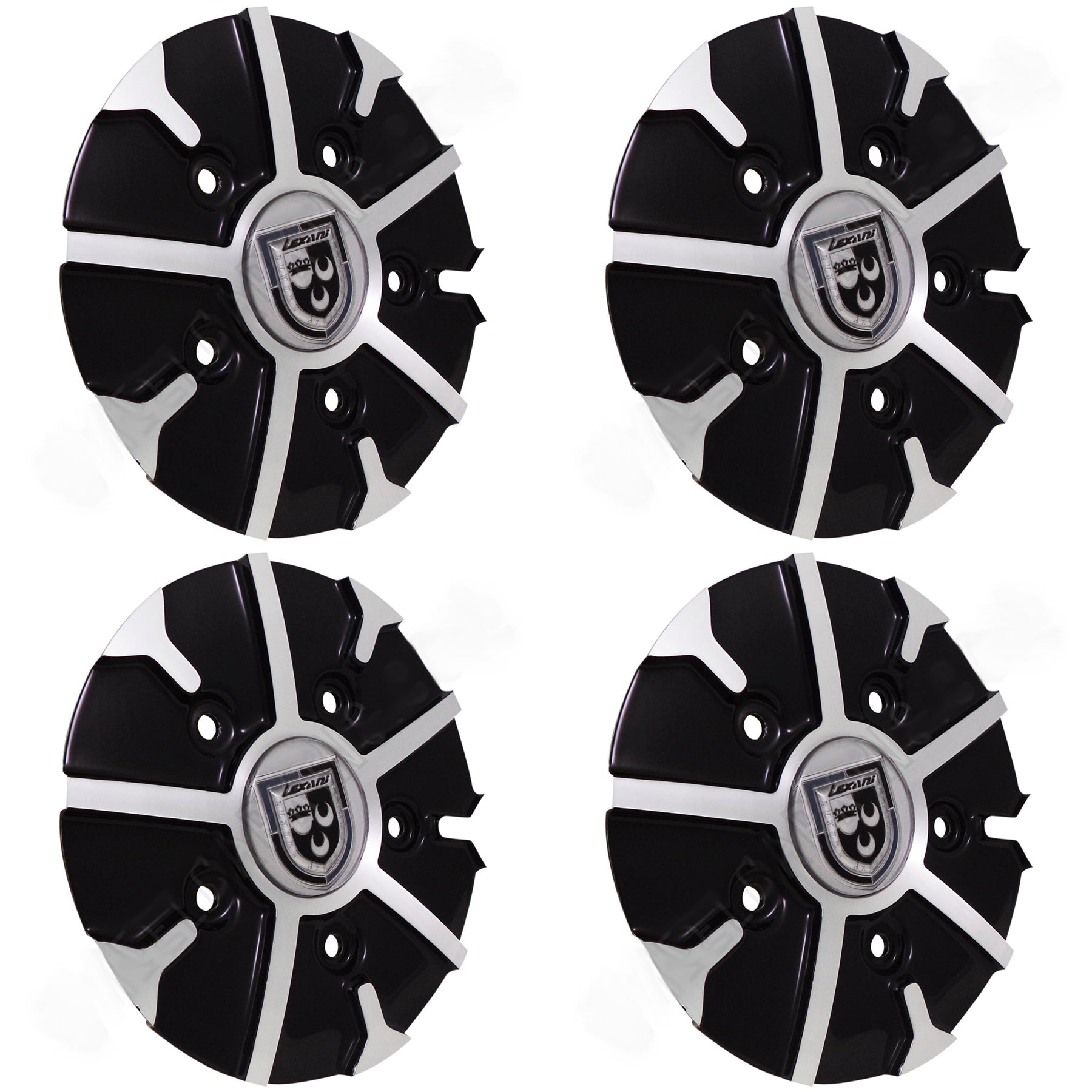 Lexani Wheels Silver / Black Custom Wheel Center Cap # C-314-2 (4 CAPS)