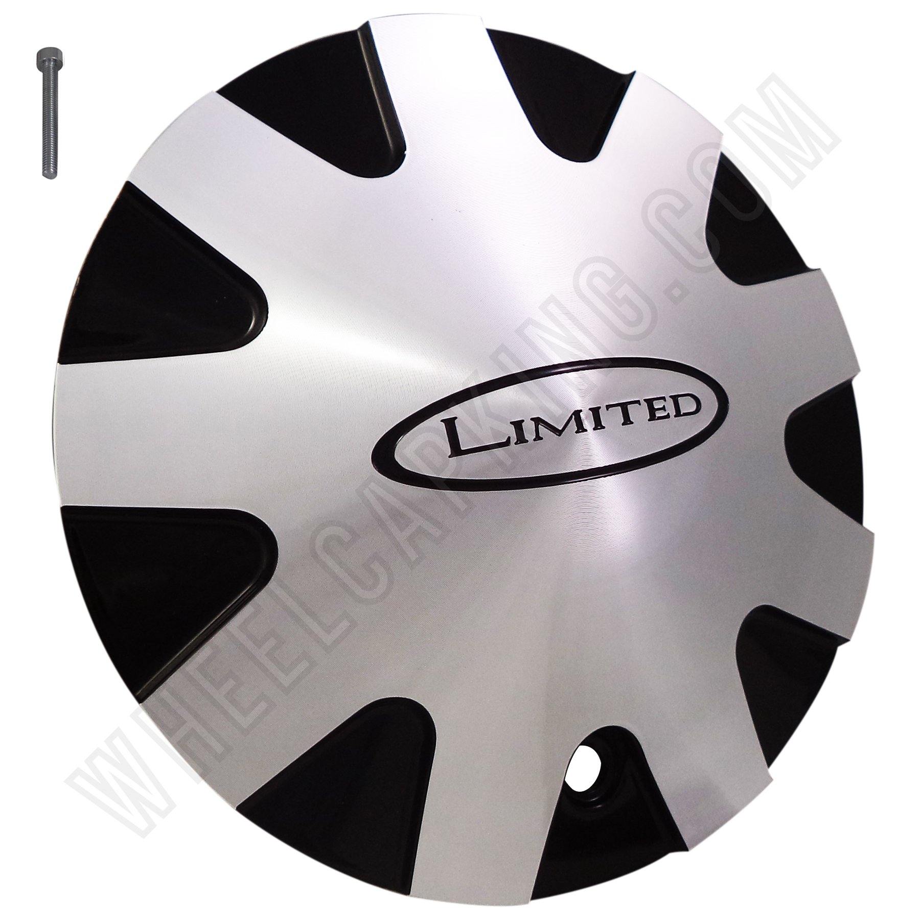 Limited Wheels Chrome / Black Custom Wheel Center Cap # 501-2085 (4 CAPS)