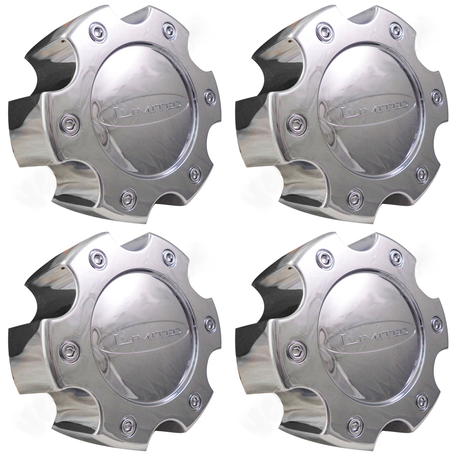 Limited Wheels Chrome Custom Wheel Center Cap # LZ-053-6H-2 (4 CAPS)